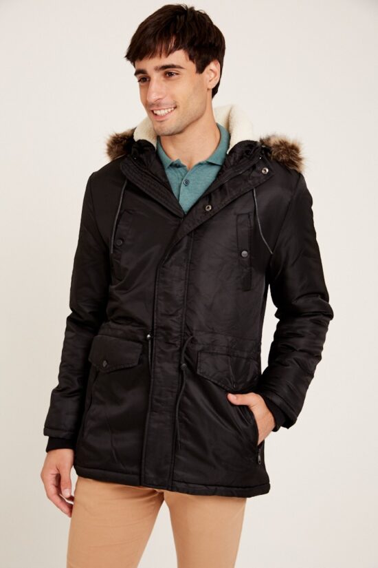 Parka con capucha y piel (desmontable)