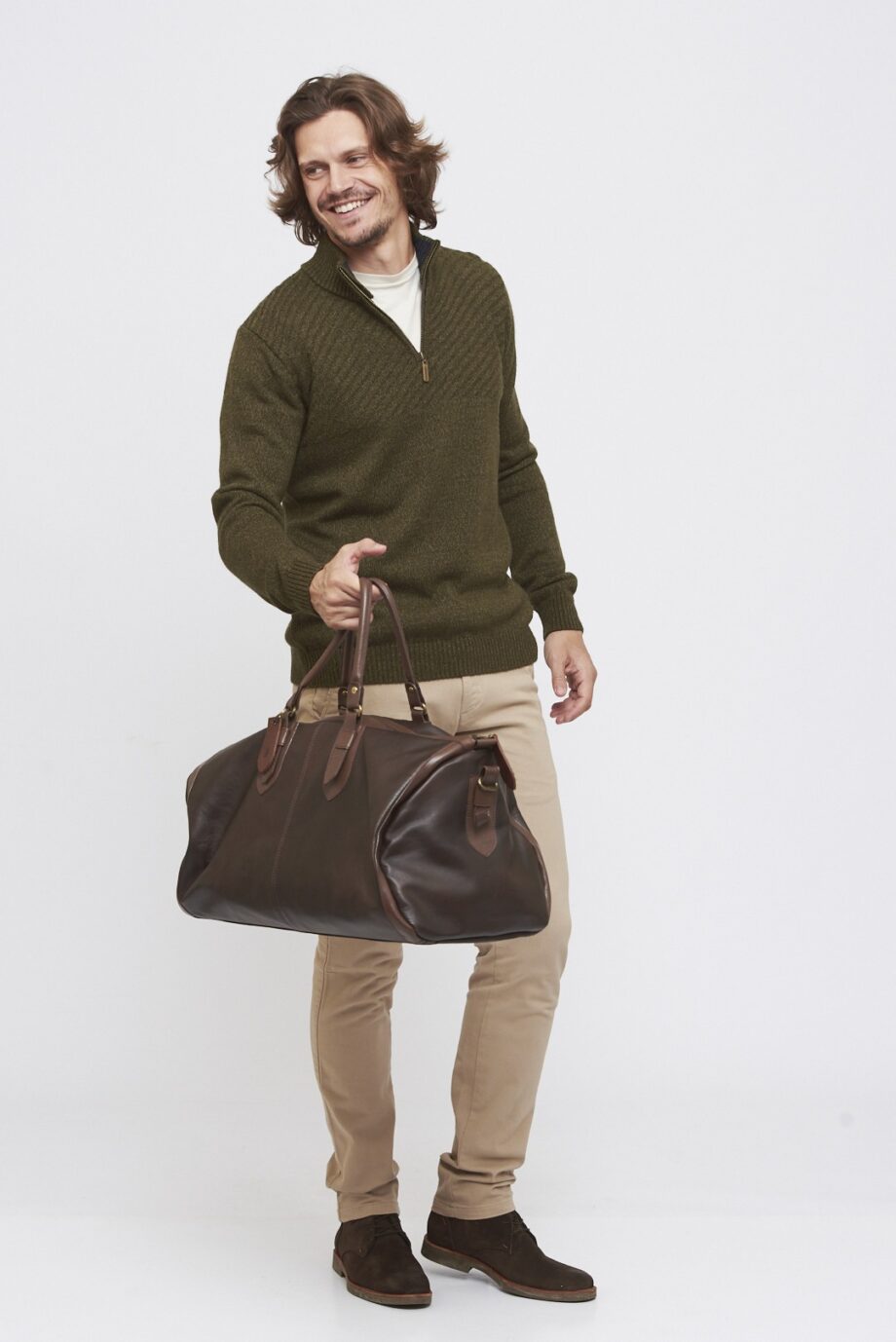 Sweater medio cierre con textura