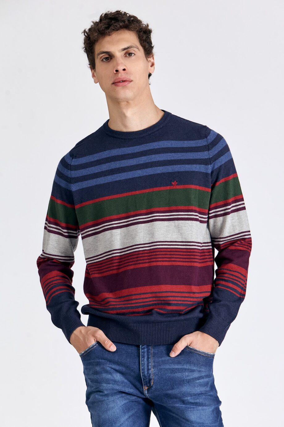 Sweater escote redondo a rayas