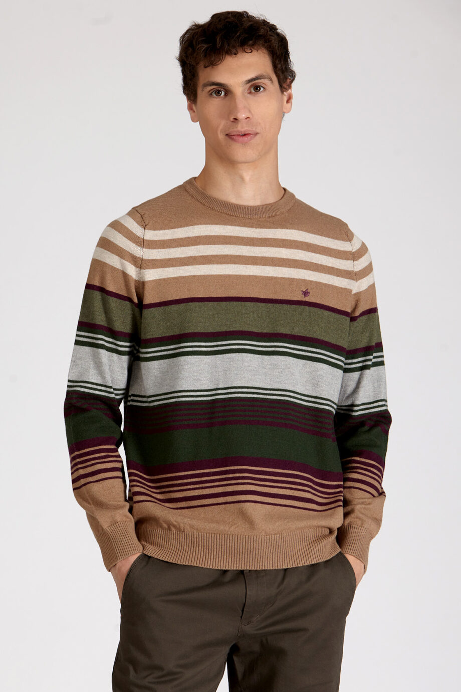 Sweater escote redondo a rayas