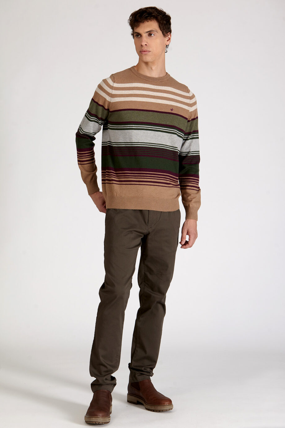 Sweater escote redondo a rayas