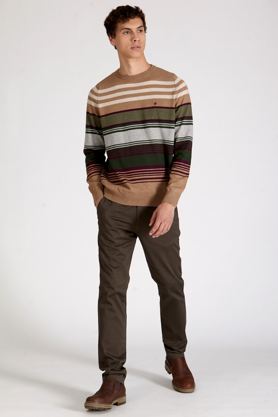 Sweater escote redondo a rayas