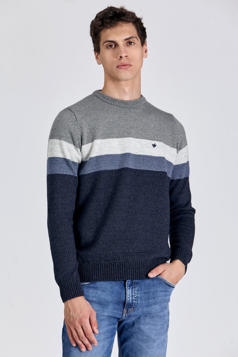 Sweater escote redondo a rayas