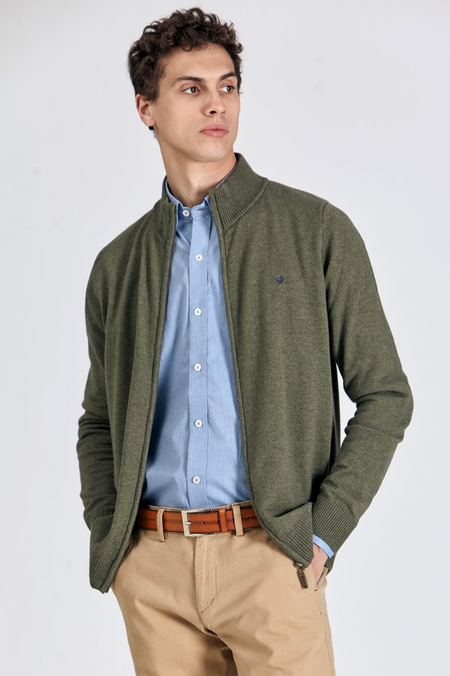 Campera tejida básica de lana mezcla