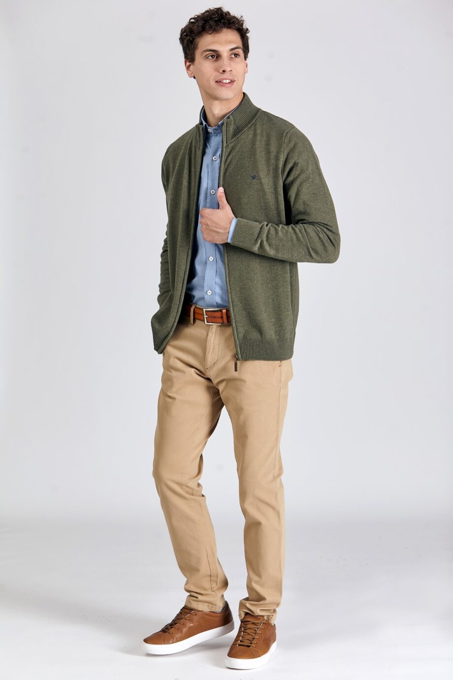 Campera tejida básica de lana mezcla