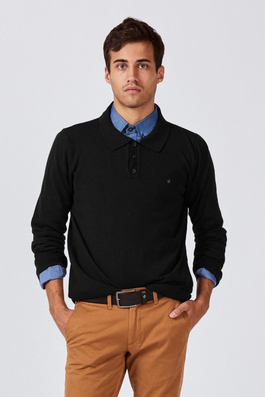 Sweater cuello polo de lana mezcla
