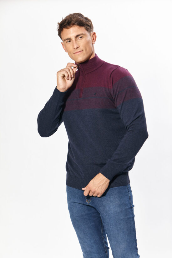 Sweater medio cierre combinado