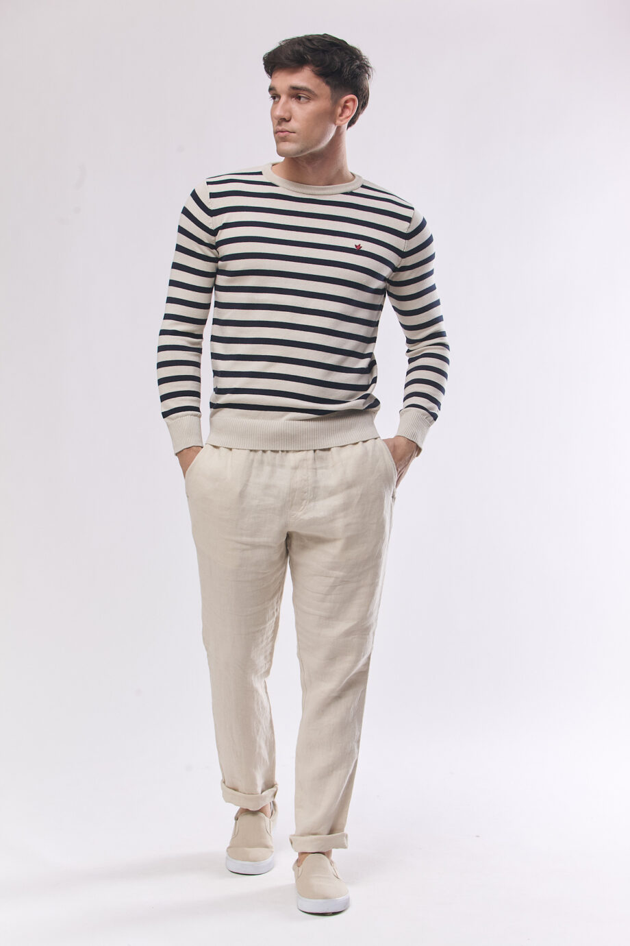 Sweater rayado de algodón