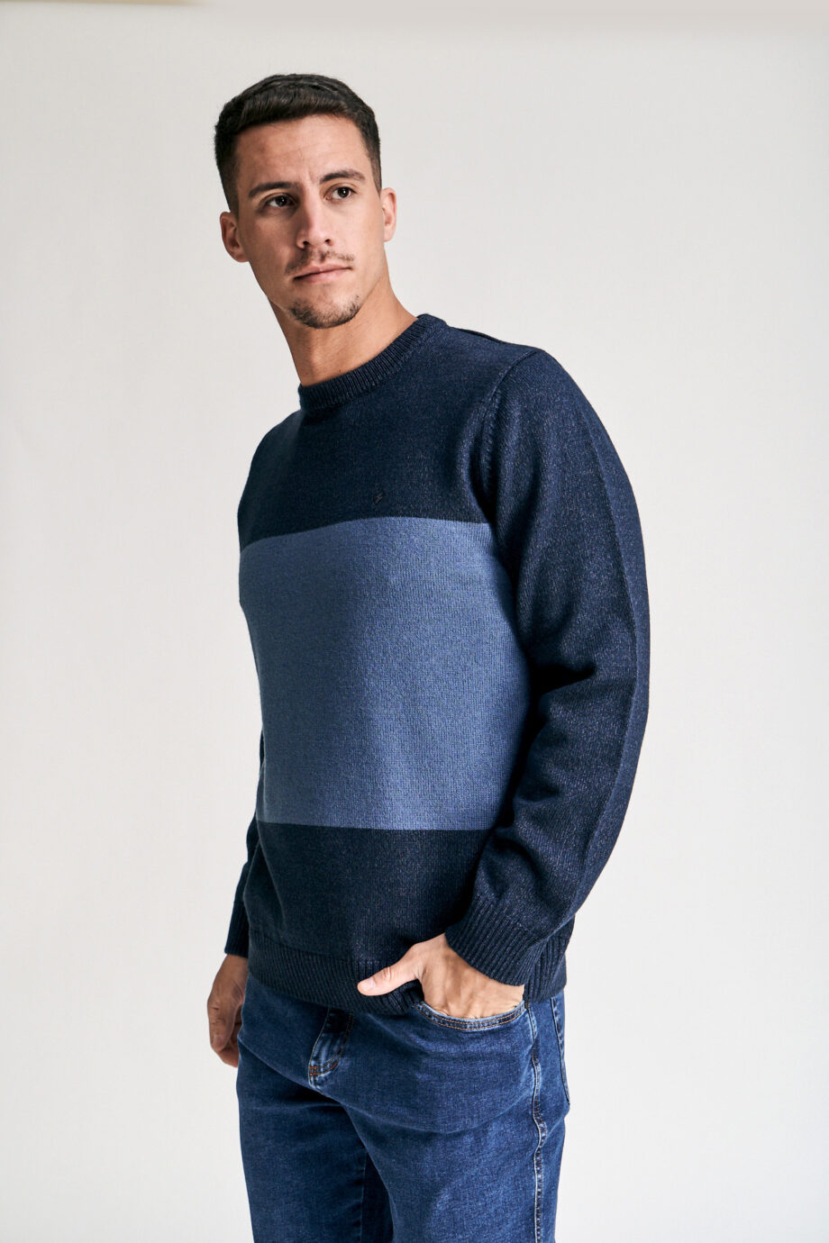 Sweater escote redondo dos colores