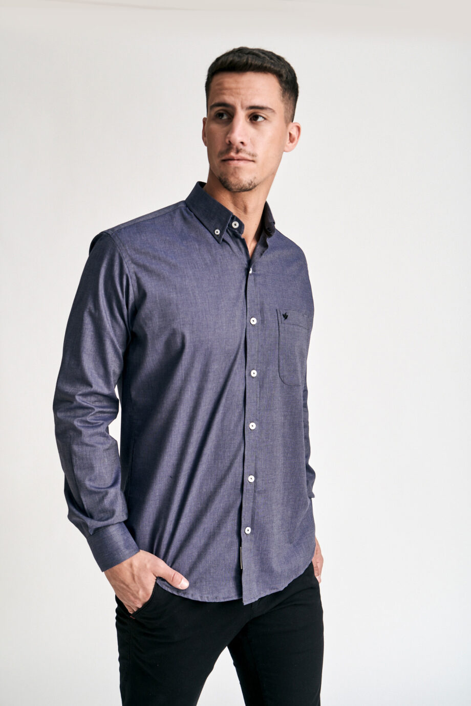 Camisa lisa regular fit de fil a fil