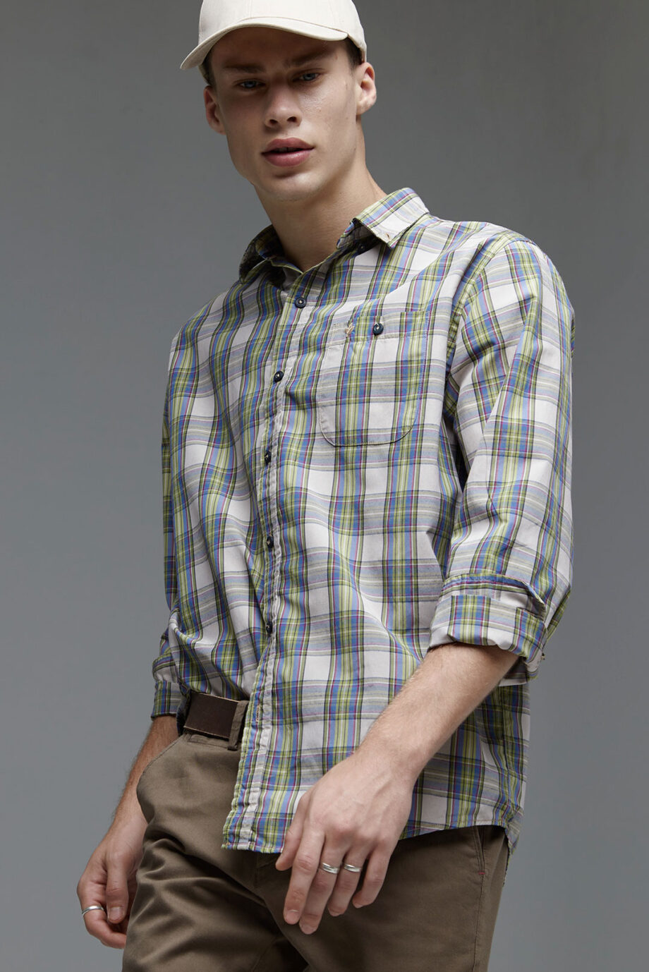 Camisa slim plus fit a cuadros