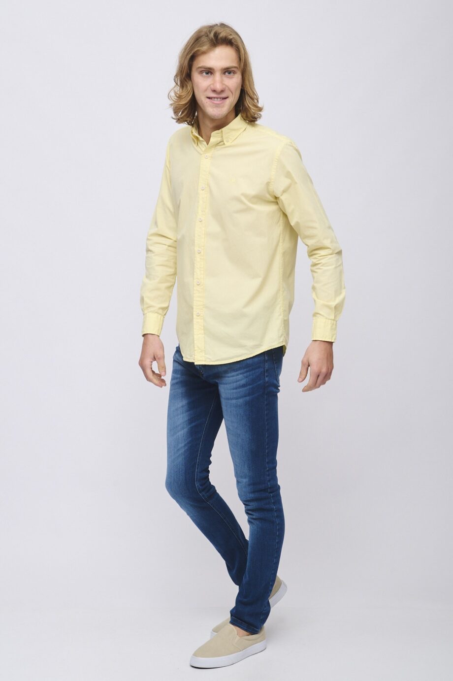 Camisa relaxed fit de poplin teñido