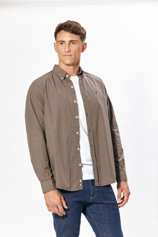 Camisa relaxed fit de poplin teñido