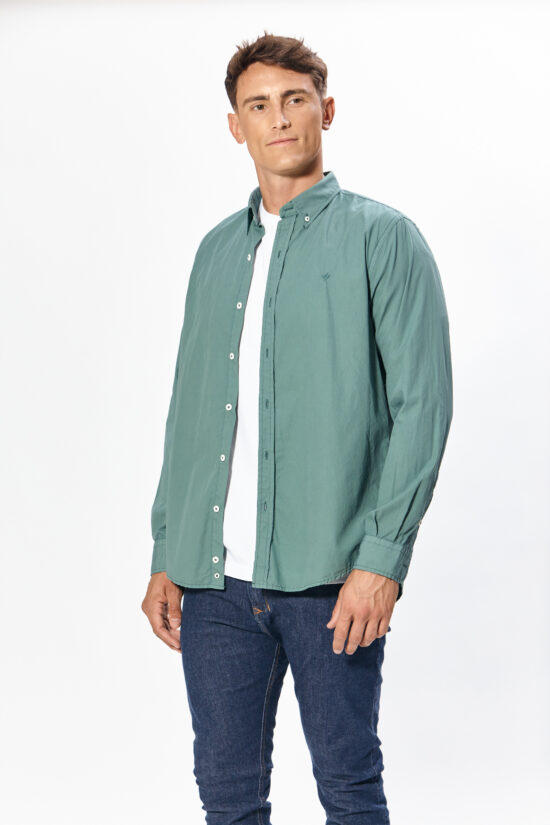 Camisa relaxed fit de poplin teñido
