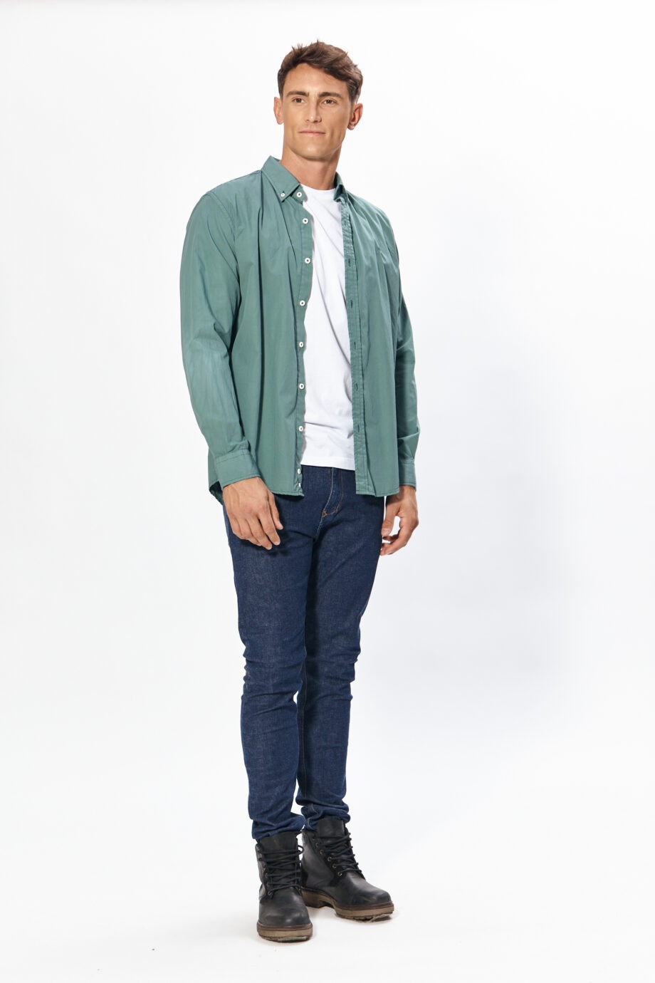 Camisa relaxed fit de poplin teñido