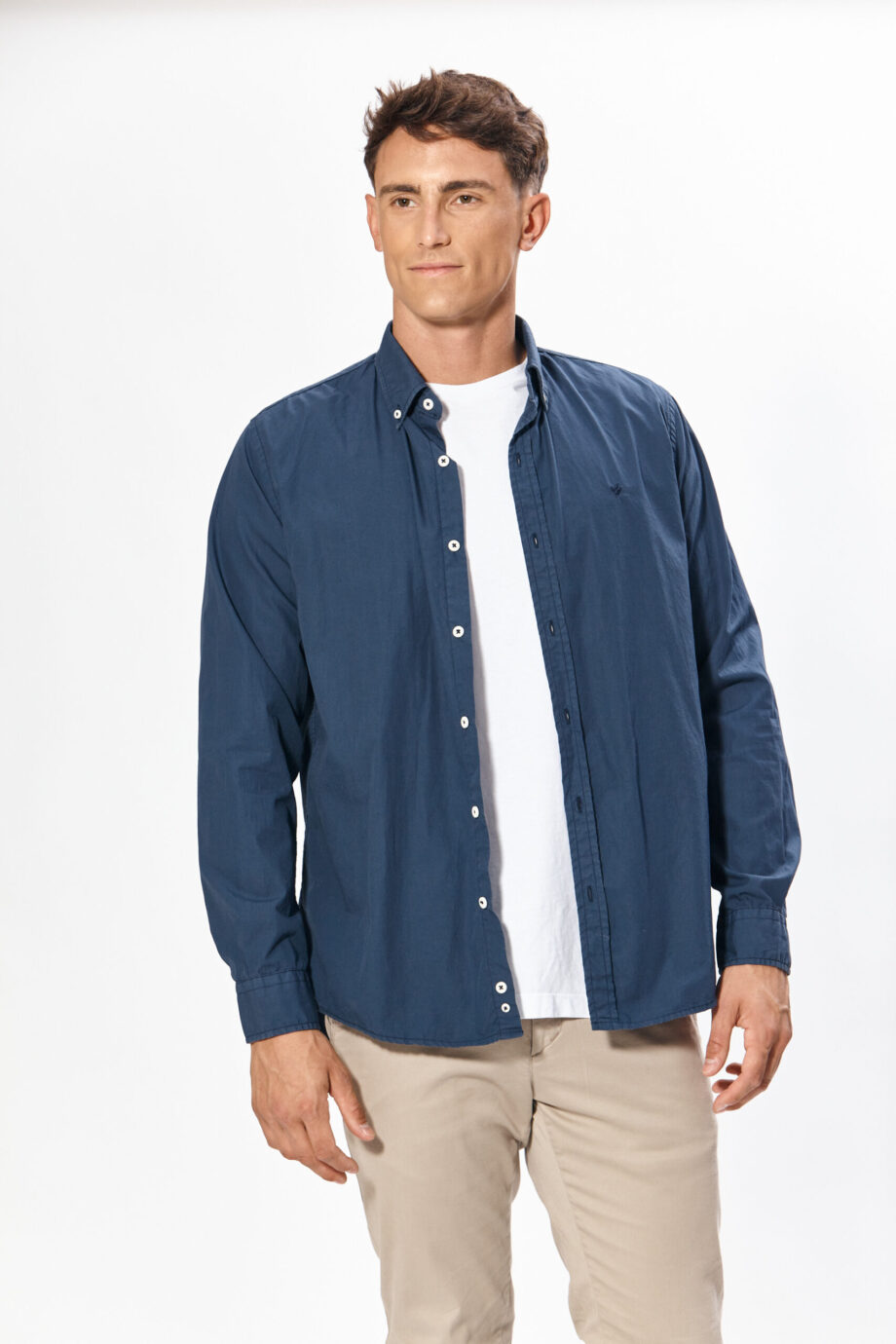 Camisa relaxed fit de poplin teñido