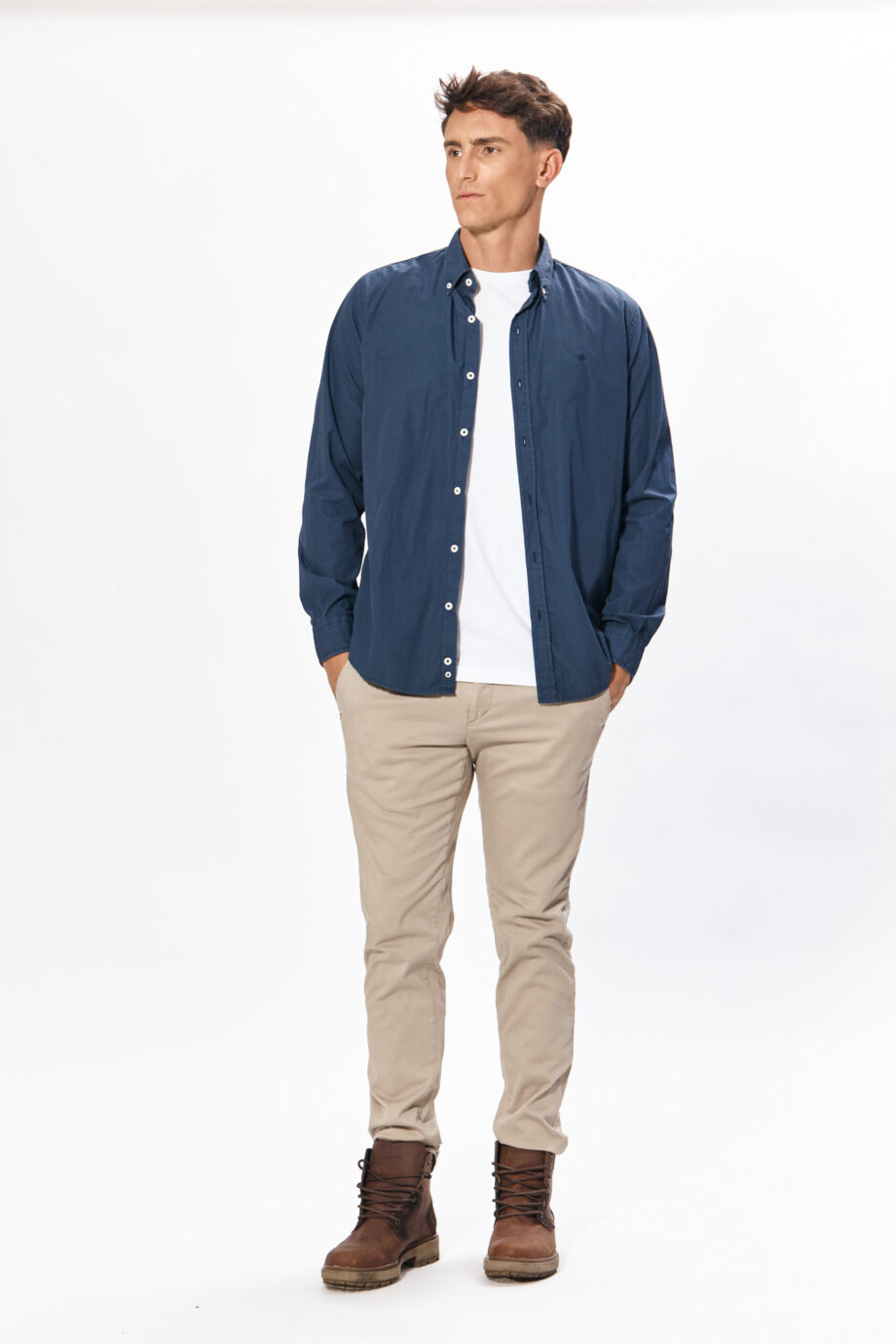 Camisa relaxed fit de poplin teñido