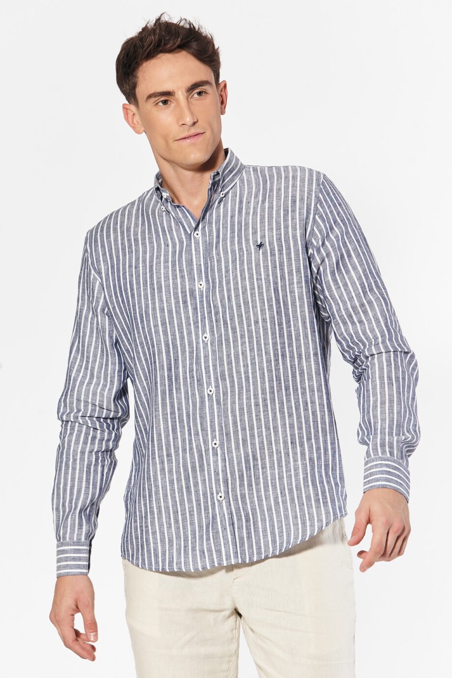 Camisa relaxed fit a rayas