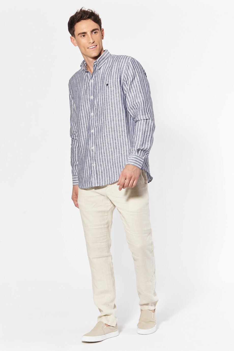 Camisa relaxed fit a rayas