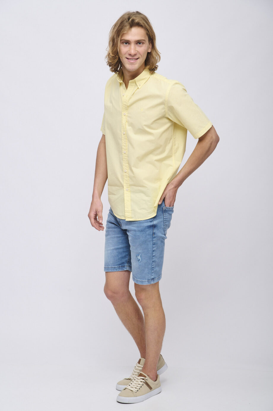 Camisa relaxed fit de poplin teñido
