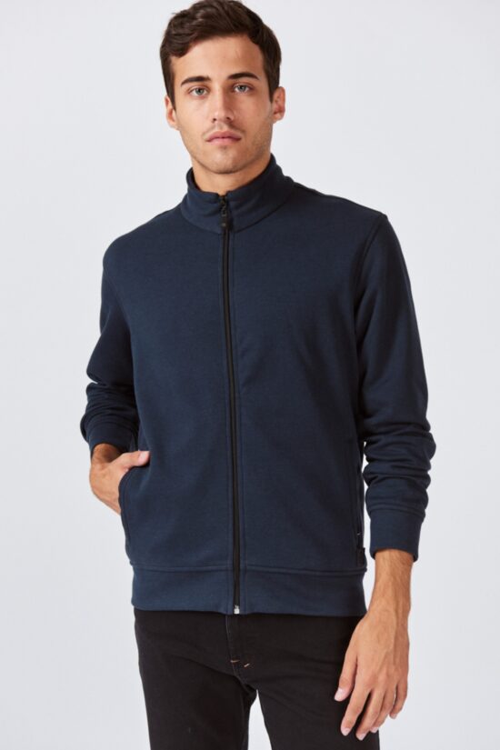 Campera cuello tejido interlock