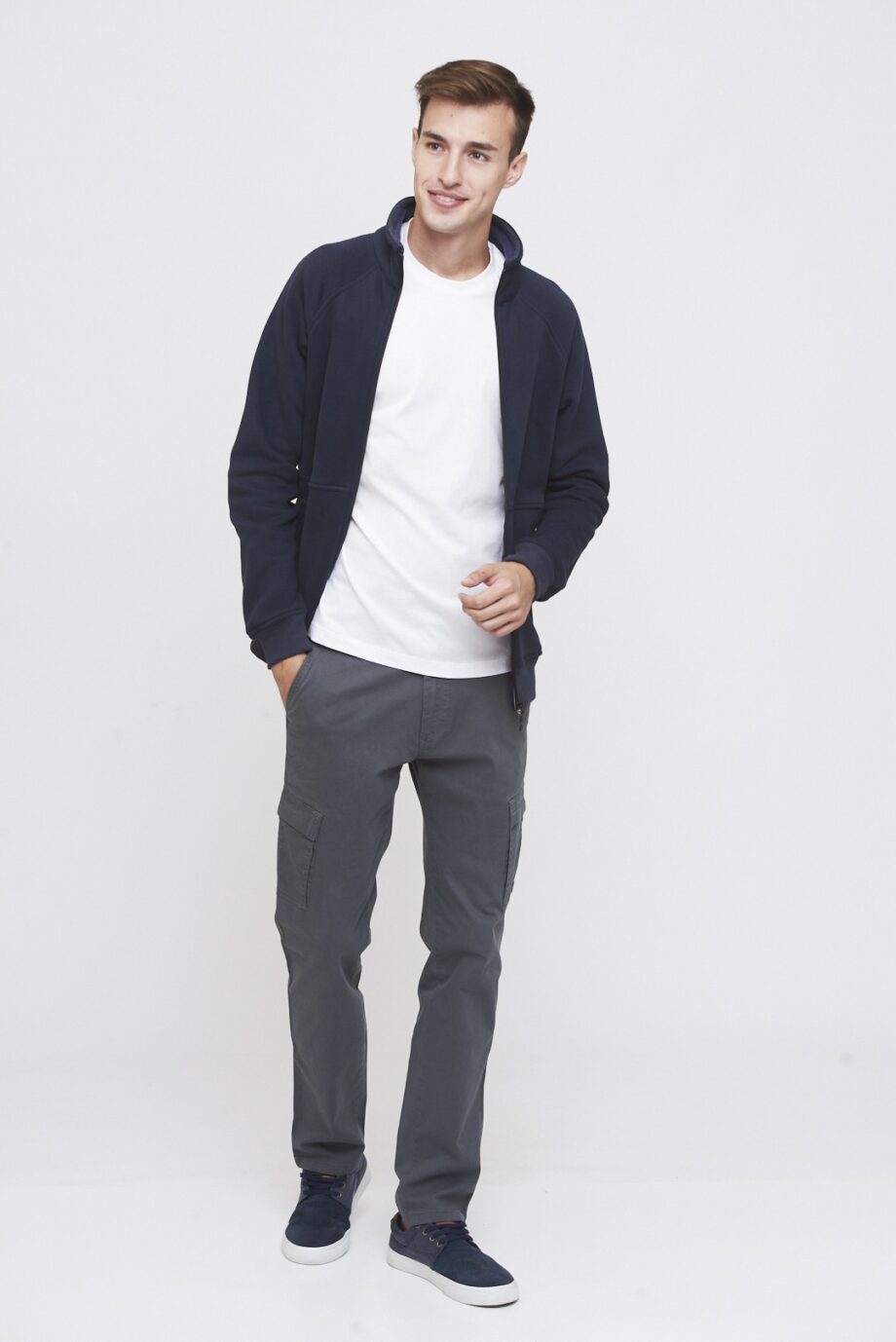 Campera con cuello interno tejido de frisa melange