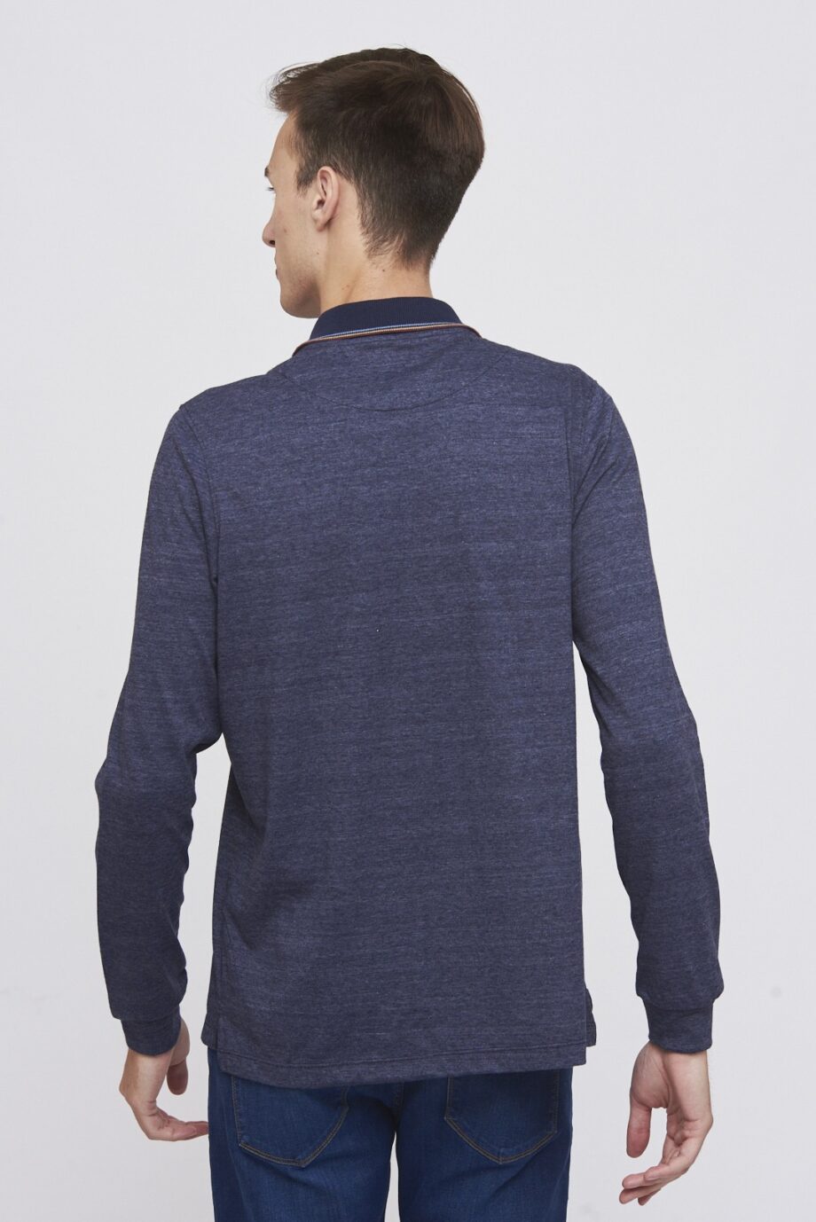 Polo mangas largas con cuello cuatro vivos de jersey