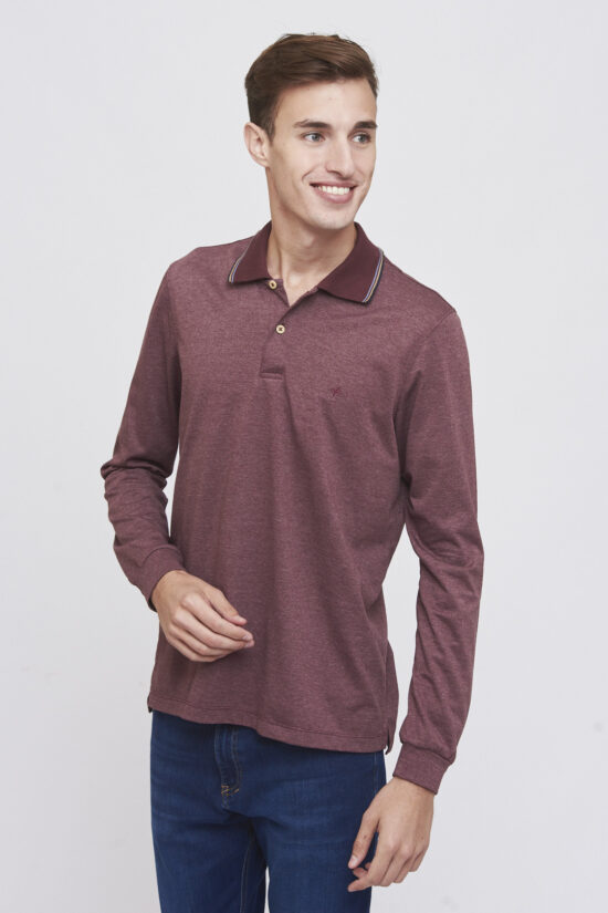 Polo mangas largas con cuello cuatro vivos de jersey