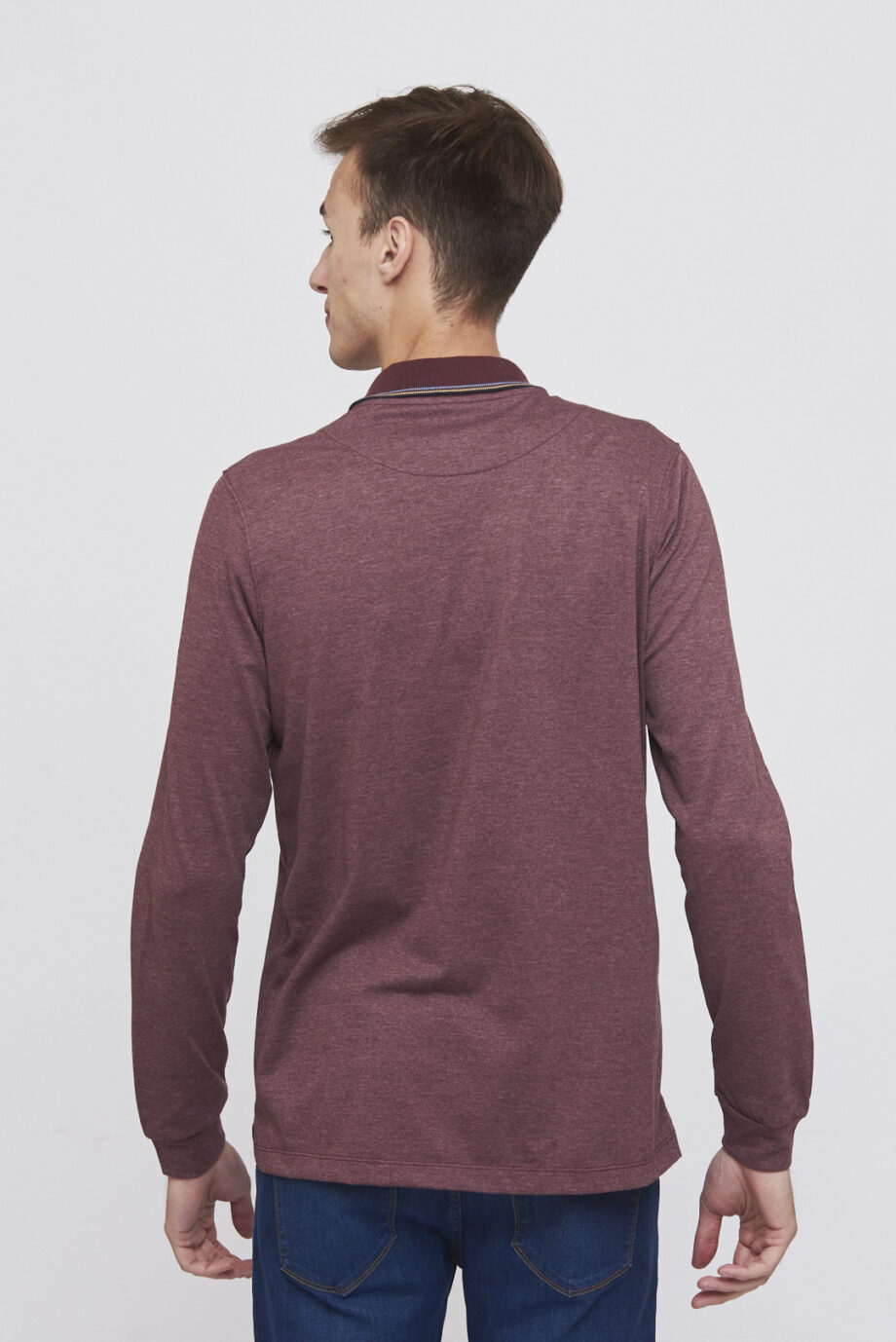 Polo mangas largas con cuello cuatro vivos de jersey