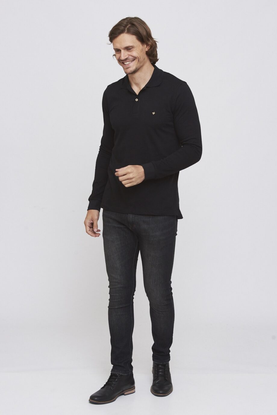 Polo mangas largas lisa de jersey