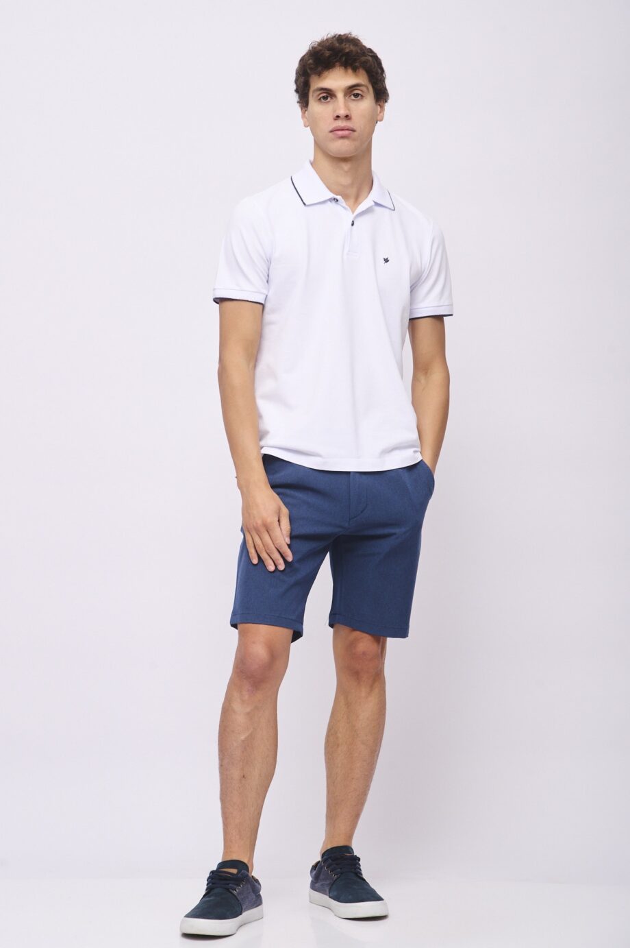Polo cuello tejido panal con vivo de piqué peruano