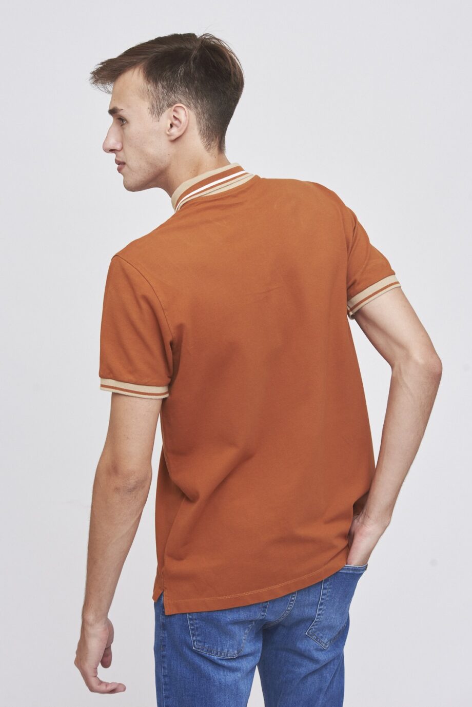 Polo cuello rayas anchas de piqué peruano