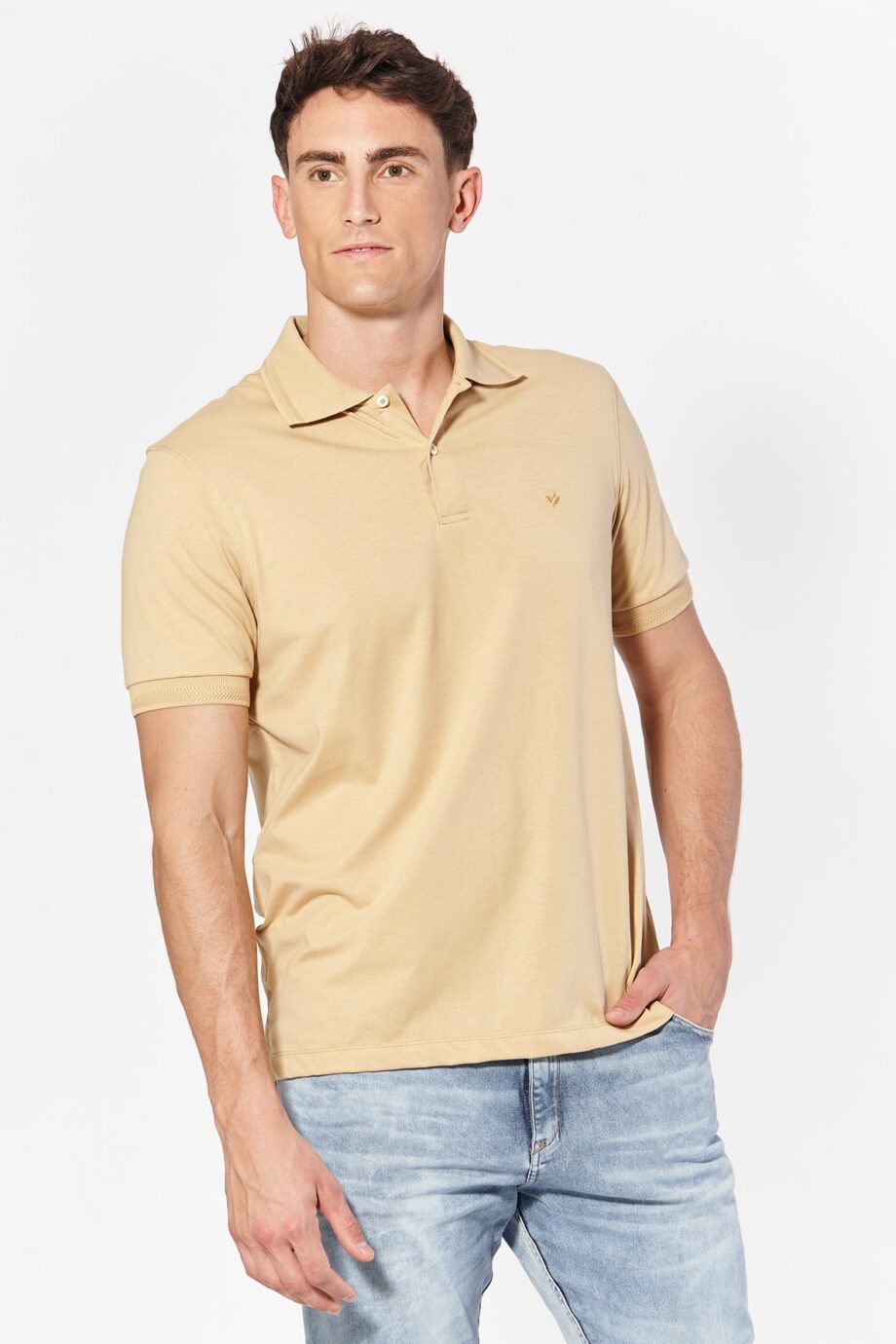 Polo con cuello espigado de jersey peruano
