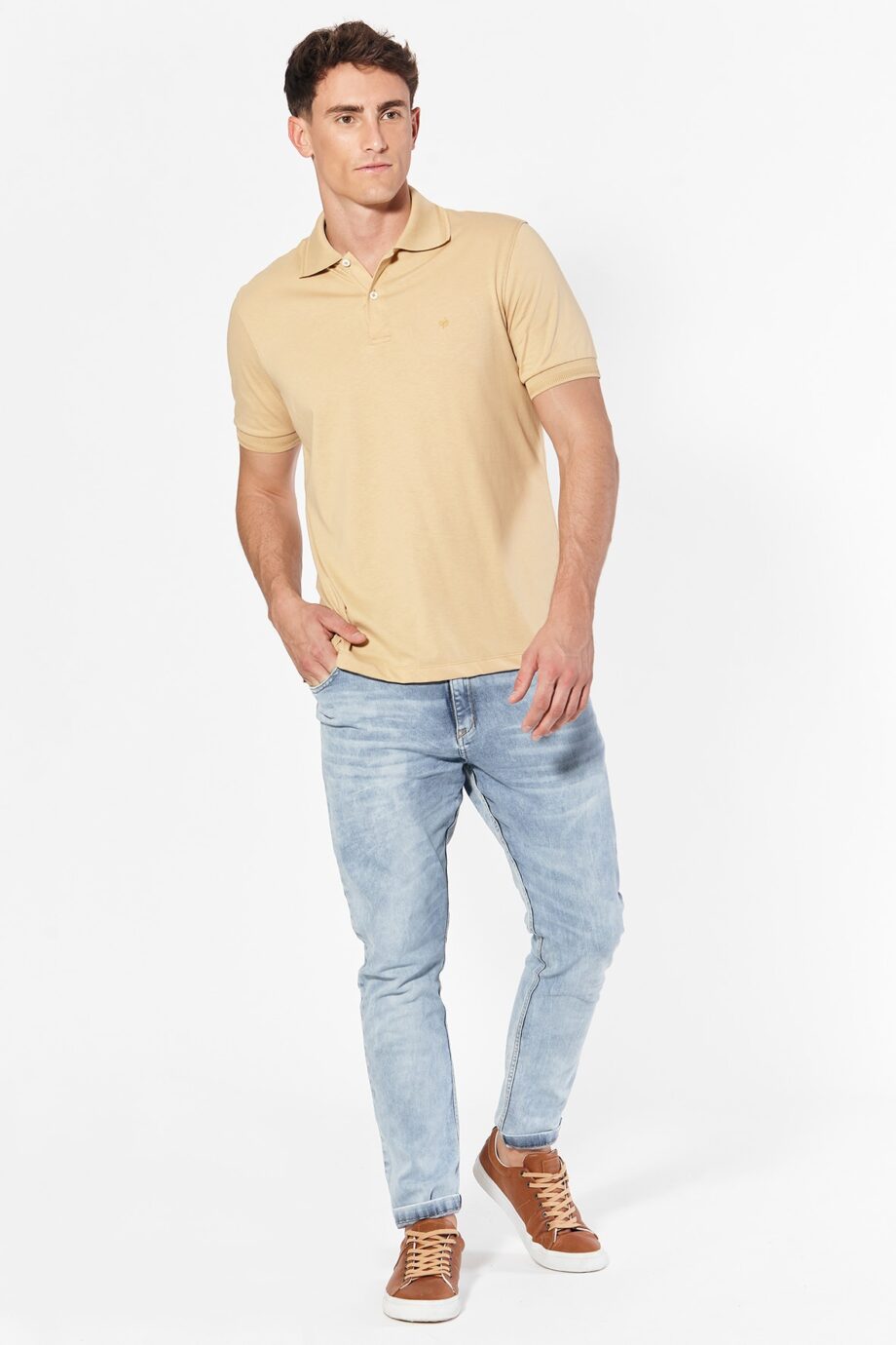 Polo con cuello espigado de jersey peruano
