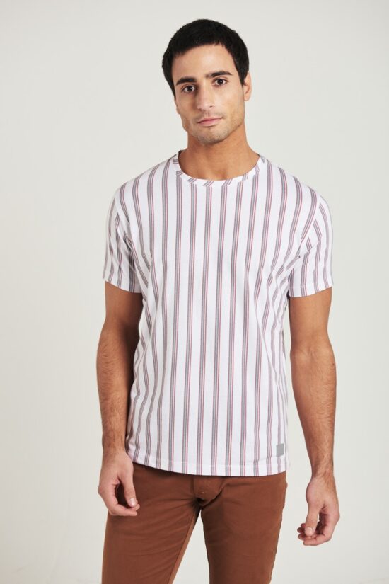 Remera mangas cortas con rayas verticales de jersey