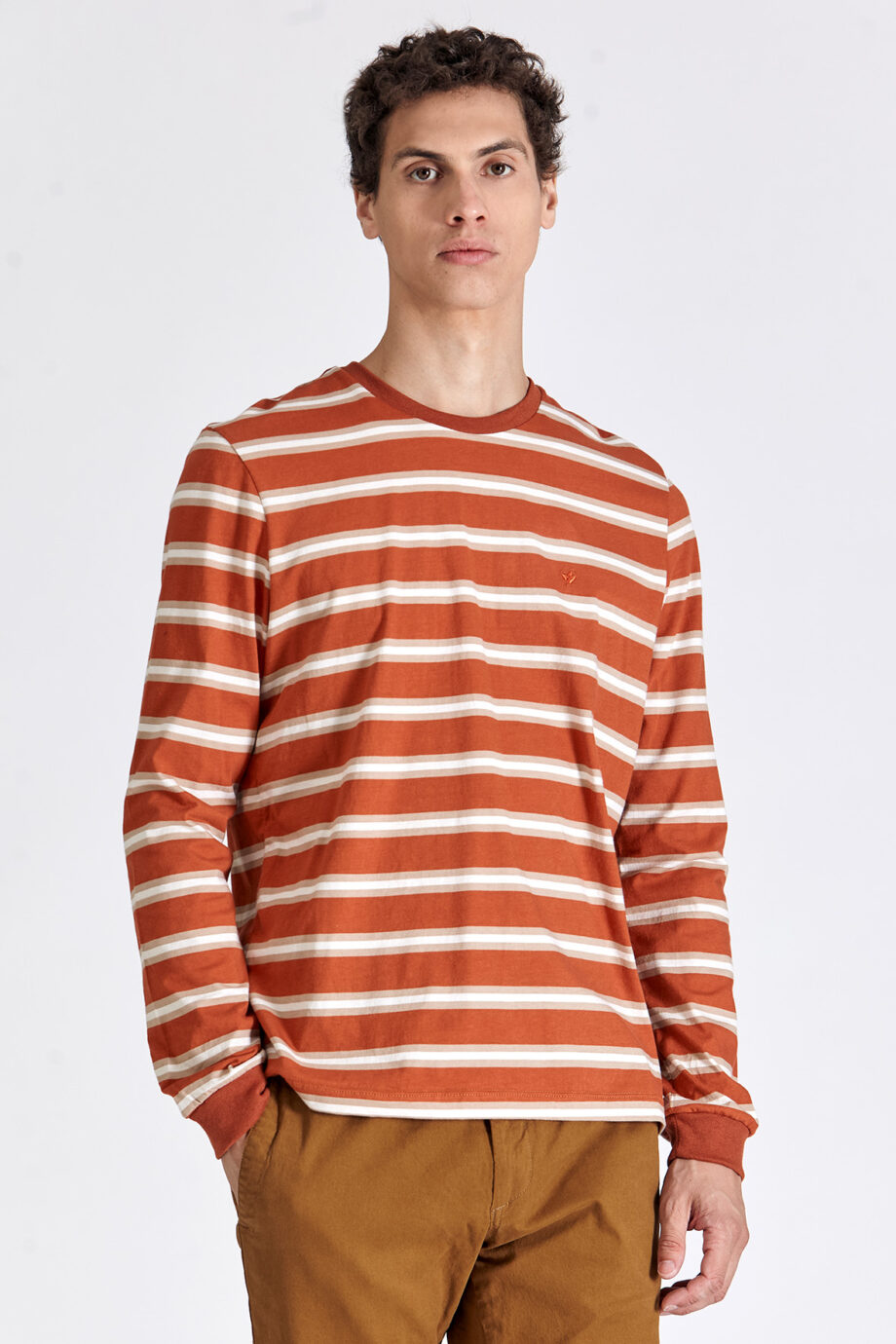 Remera escote O a rayas de jersey