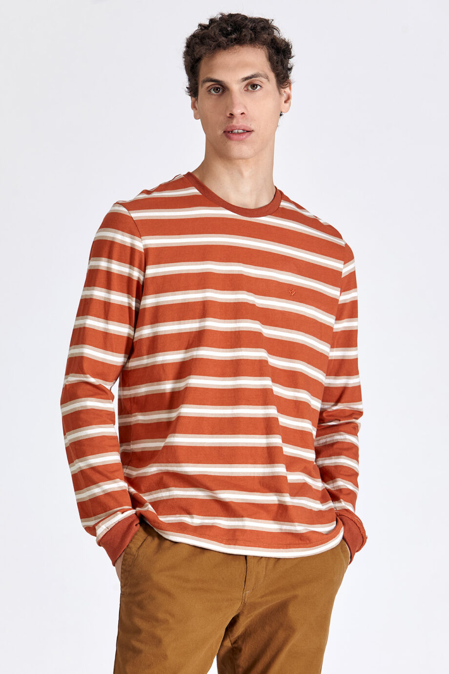 Remera escote O a rayas de jersey